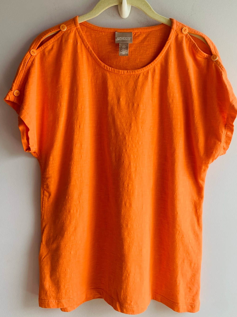 Chico's Knit Top Tee Orange Tangerine Cotton Textured Summer Vacation Casual 4